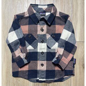 Patagonia Upriver: Century Pink Baby Flannel Shirt - Size 6-12 Months